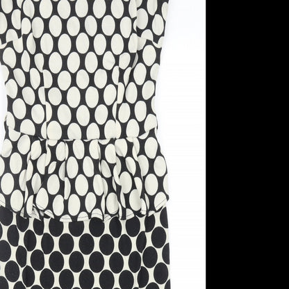 Dorothy Perkins Womens Black Geometric Polyester A-Line Size 12 Scoop Neck Pullover
