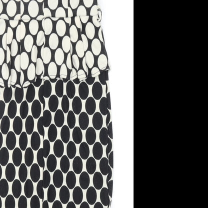 Dorothy Perkins Womens Black Geometric Polyester A-Line Size 12 Scoop Neck Pullover