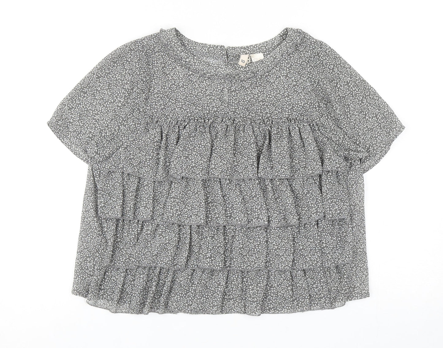 Womens UK Size 10 H&M Grey Basic Blouse