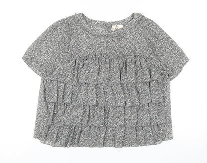 Womens UK Size 10 H&M Grey Basic Blouse