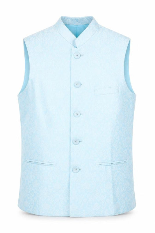 Abha Batra Mens Blue Polyester Jacket Suit Waistcoat Size L