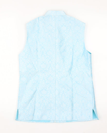 Abha Batra Mens Blue Polyester Jacket Suit Waistcoat Size L