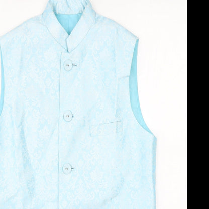 Abha Batra Mens Blue Polyester Jacket Suit Waistcoat Size L