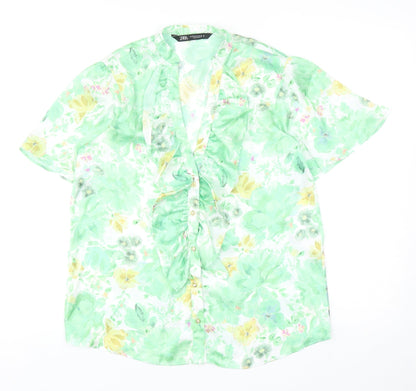Womens UK Size XS Zara Multicoloured Basic Blouse