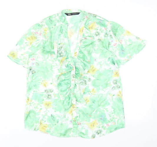 Womens UK Size XS Zara Multicoloured Basic Blouse