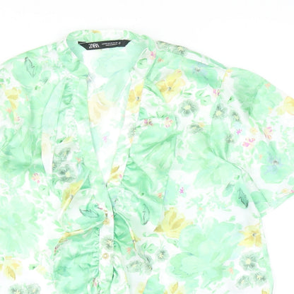 Womens UK Size XS Zara Multicoloured Basic Blouse