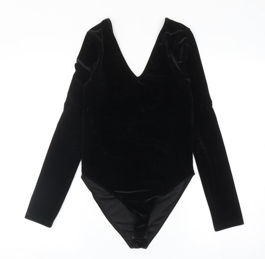 River Island Womens Black Polyester Bodysuit One-Piece Size 6 L10 in Snap