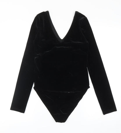 River Island Womens Black Polyester Bodysuit One-Piece Size 6 L10 in Snap