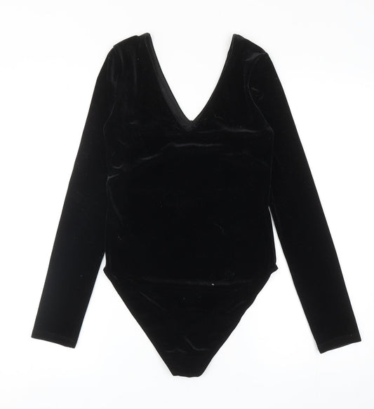 River Island Womens Black Polyester Bodysuit One-Piece Size 6 L10 in Snap