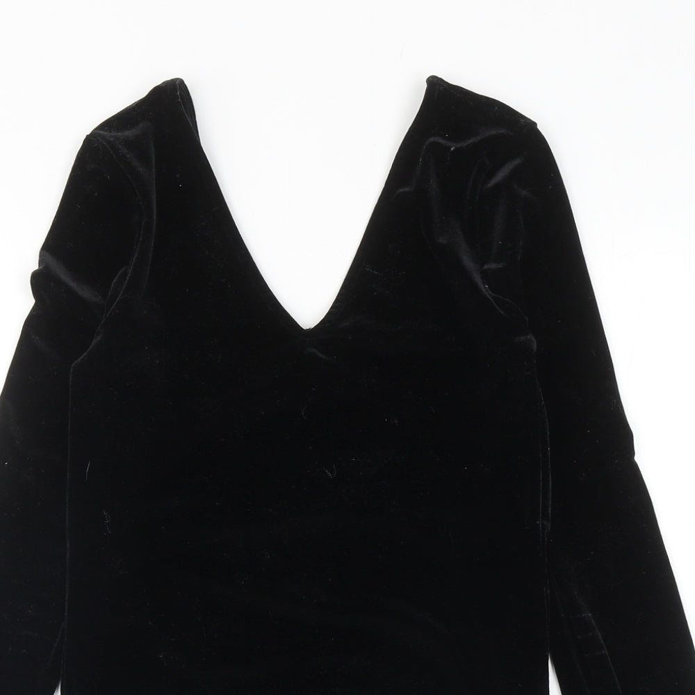 River Island Womens Black Polyester Bodysuit One-Piece Size 6 L10 in Snap