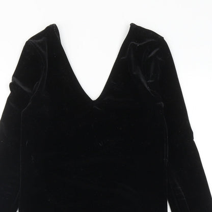 River Island Womens Black Polyester Bodysuit One-Piece Size 6 L10 in Snap