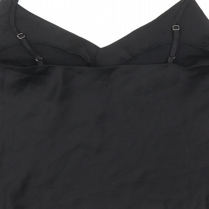 Fanco Womens Black Herringbone Polyester Basic Tank Size L V-Neck