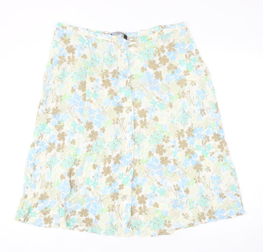 Bonmarché Womens Multicoloured Floral Viscose Straight & Pencil Skirt Size 16 Button