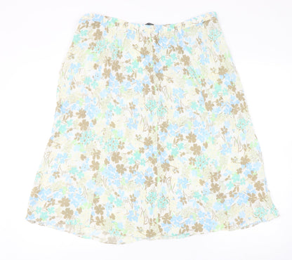 Bonmarché Womens Multicoloured Floral Viscose Straight & Pencil Skirt Size 16 Button