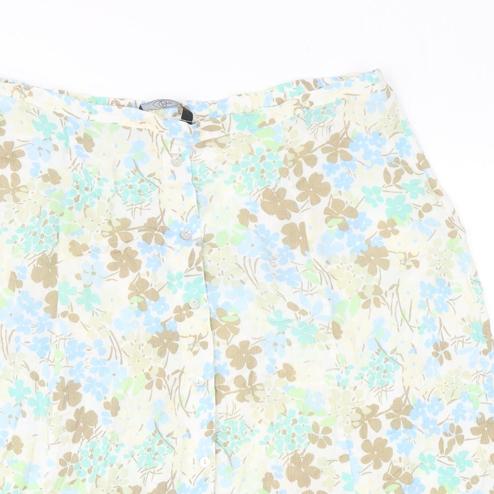 Bonmarché Womens Multicoloured Floral Viscose Straight & Pencil Skirt Size 16 Button