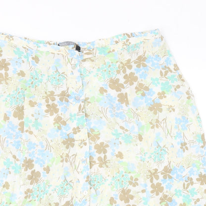 Bonmarché Womens Multicoloured Floral Viscose Straight & Pencil Skirt Size 16 Button