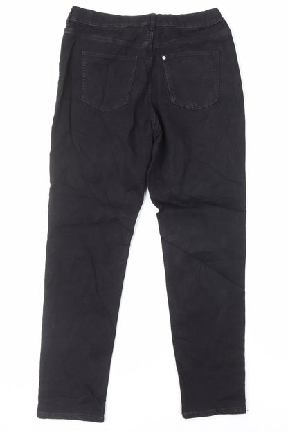 H&M Girls Black Cotton Straight Jeans Size 14 Years L29 in Regular Zip