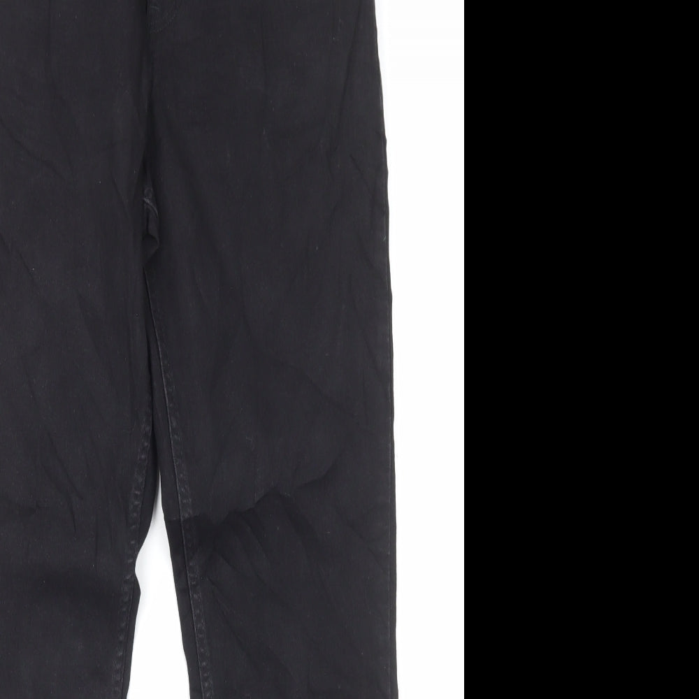 H&M Girls Black Cotton Straight Jeans Size 14 Years L29 in Regular Zip