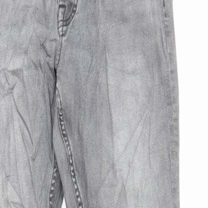 Marks and Spencer Mens Grey Cotton Skinny Jeans Size M L34 in Regular Button