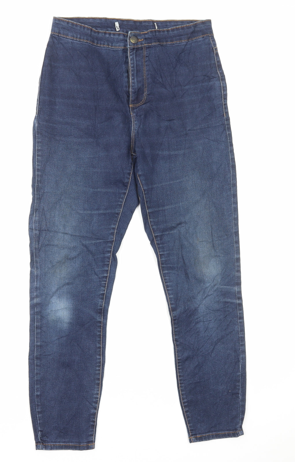 Primark Womens Blue Cotton Tapered Jeans Size 10 L27 in Regular Zip