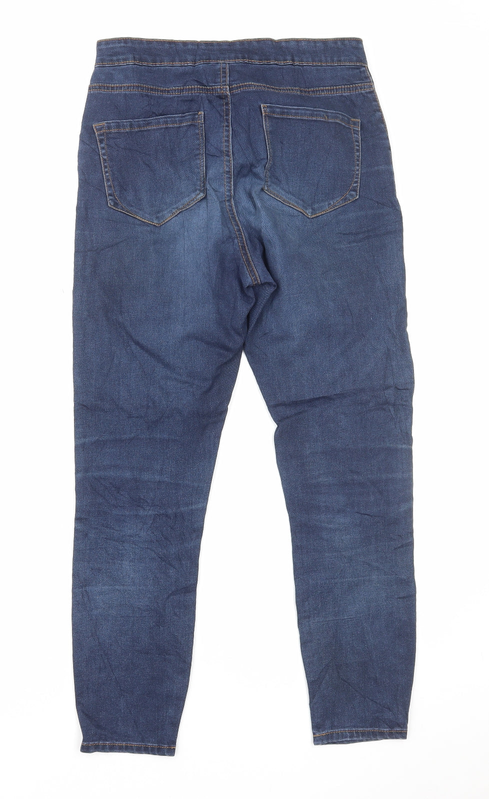 Primark Womens Blue Cotton Tapered Jeans Size 10 L27 in Regular Zip