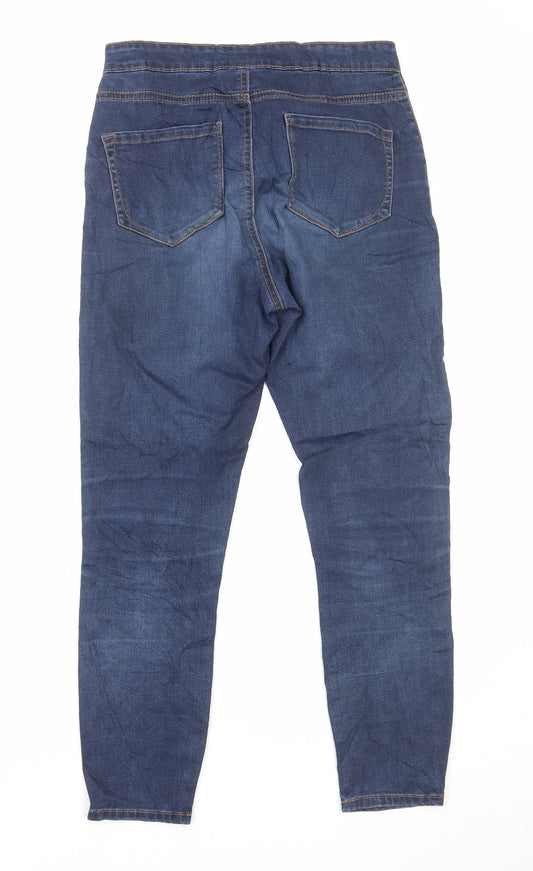 Primark Womens Blue Cotton Tapered Jeans Size 10 L27 in Regular Zip
