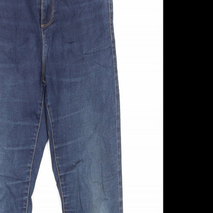 Primark Womens Blue Cotton Tapered Jeans Size 10 L27 in Regular Zip