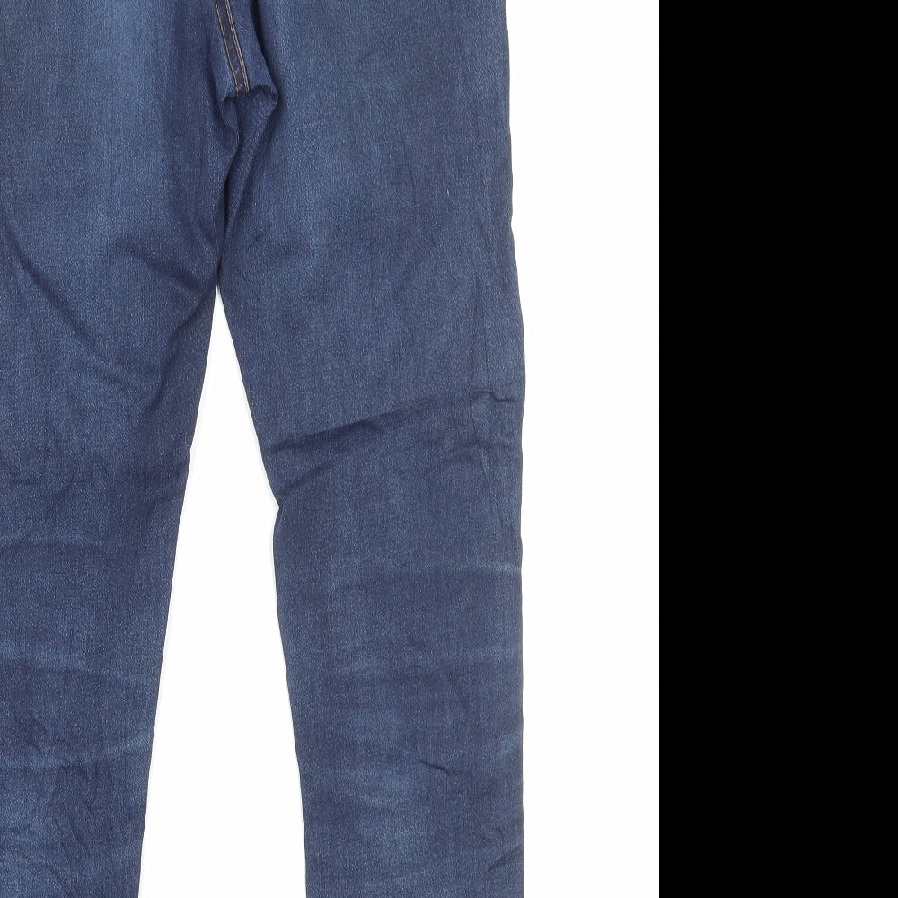 Primark Womens Blue Cotton Tapered Jeans Size 10 L27 in Regular Zip