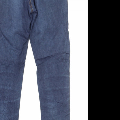 Primark Womens Blue Cotton Tapered Jeans Size 10 L27 in Regular Zip
