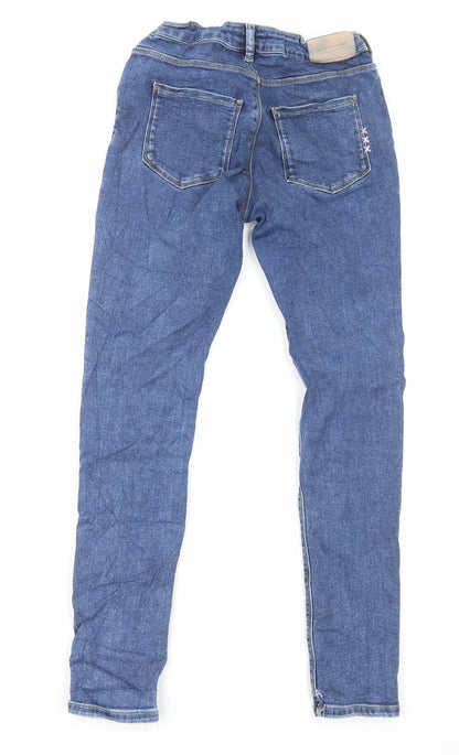 Scotch & Soda Girls Blue Cotton Skinny Jeans Size 12 Years L27 in Regular Zip