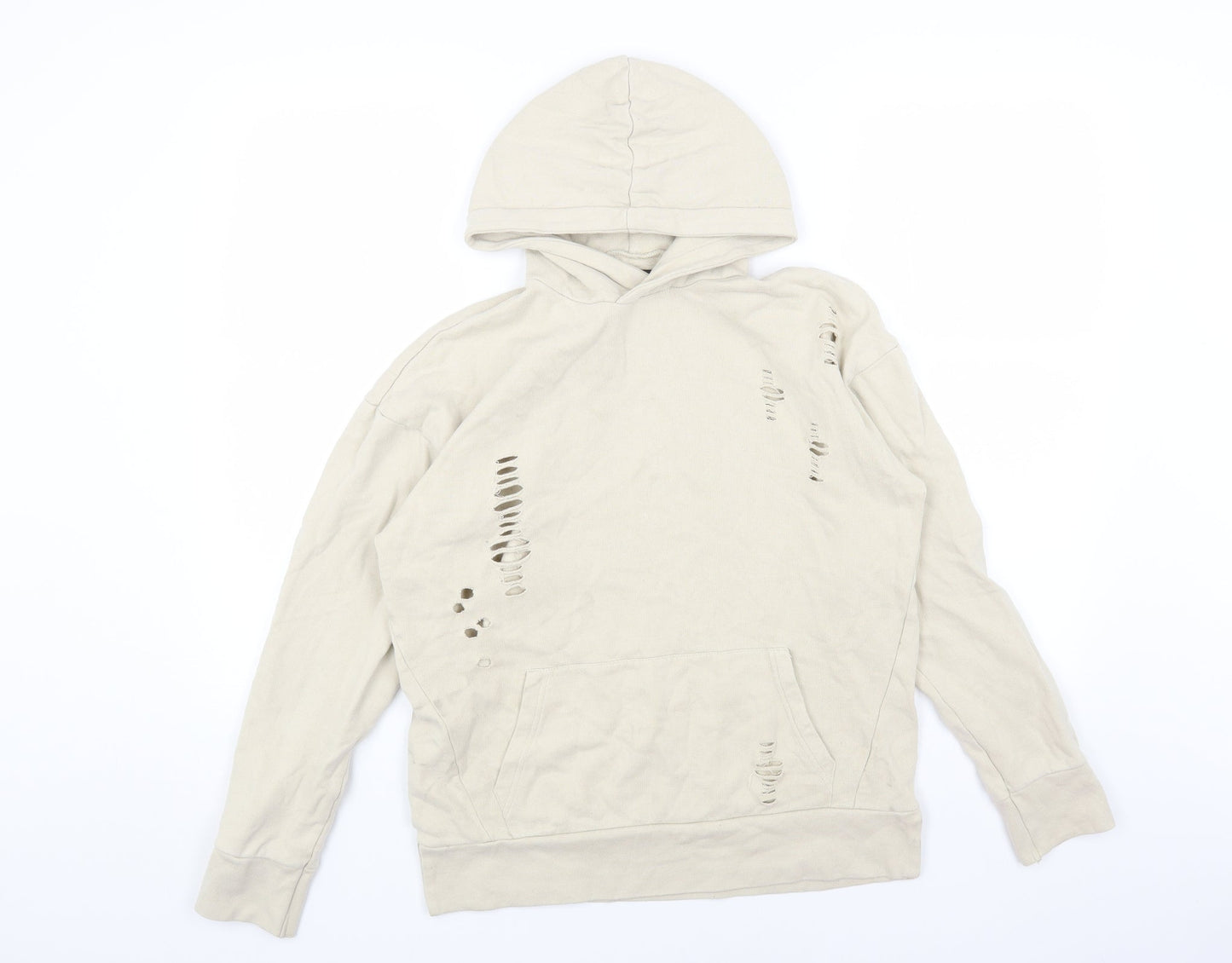 Mens UK Size XS River Island Beige Pullover Hoodie