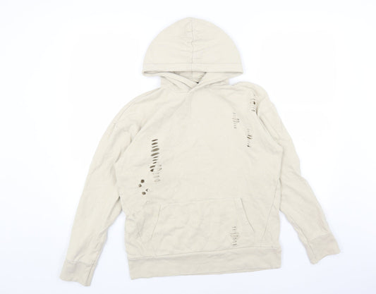 Mens UK Size XS River Island Beige Pullover Hoodie