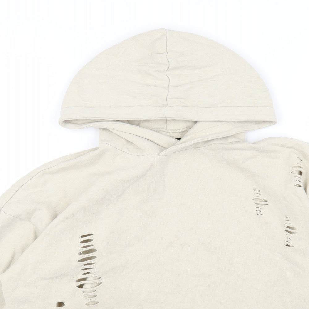 Mens UK Size XS River Island Beige Pullover Hoodie