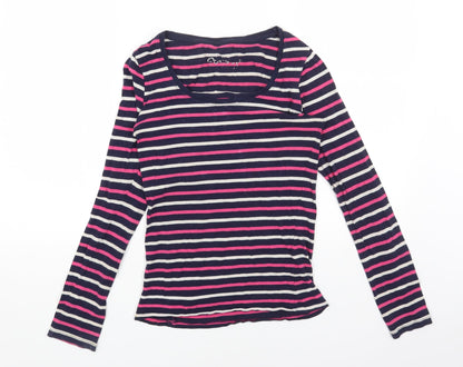 Primark Womens Multicoloured Striped Cotton Basic T-Shirt Size 8 Scoop Neck