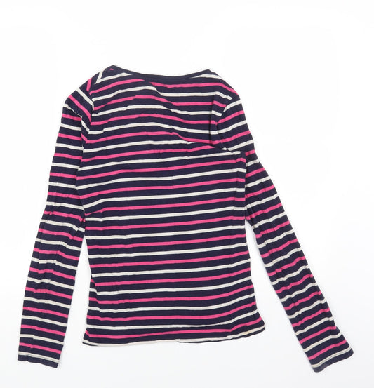 Primark Womens Multicoloured Striped Cotton Basic T-Shirt Size 8 Scoop Neck