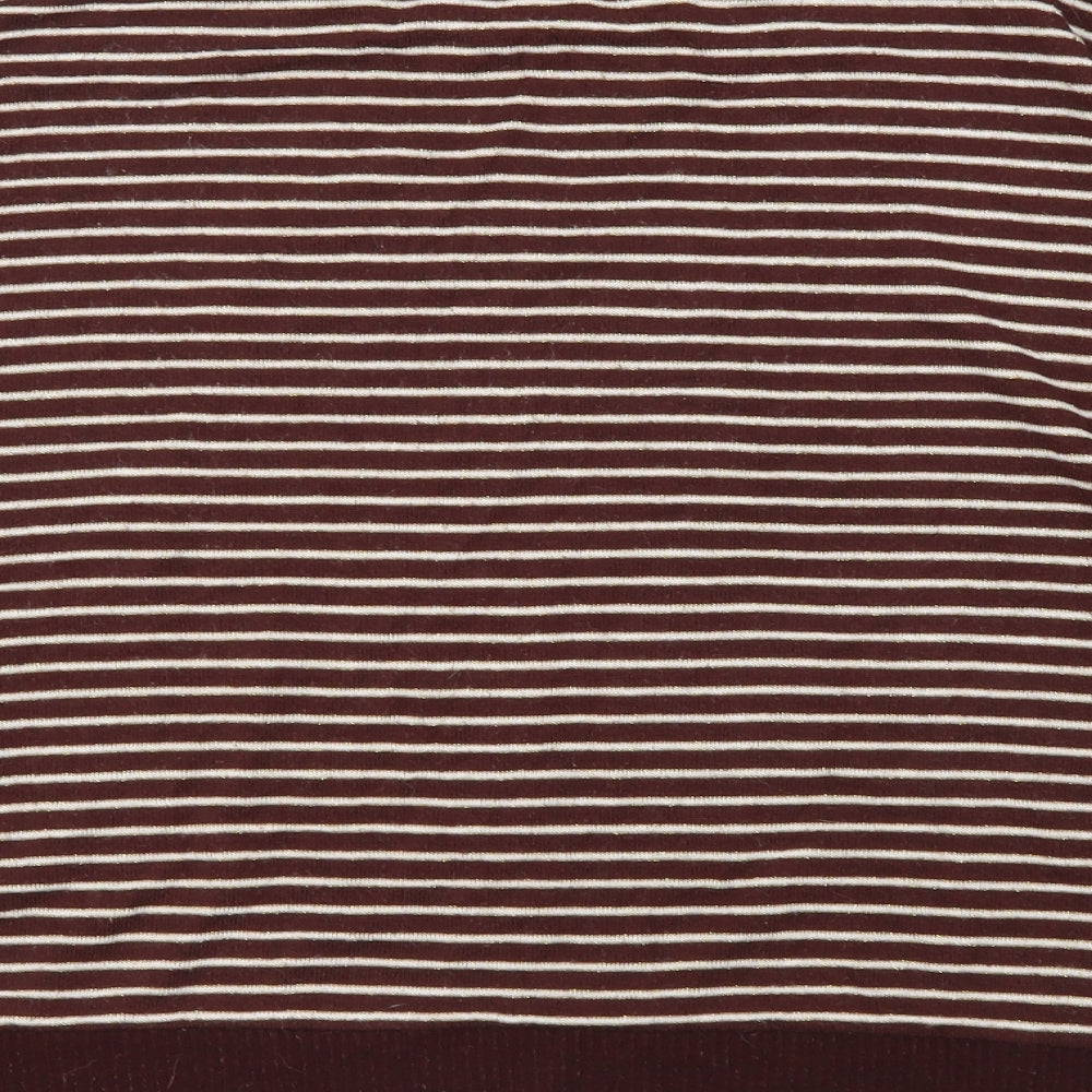 TU Womens Brown Round Neck Striped Viscose Pullover Jumper Size 12