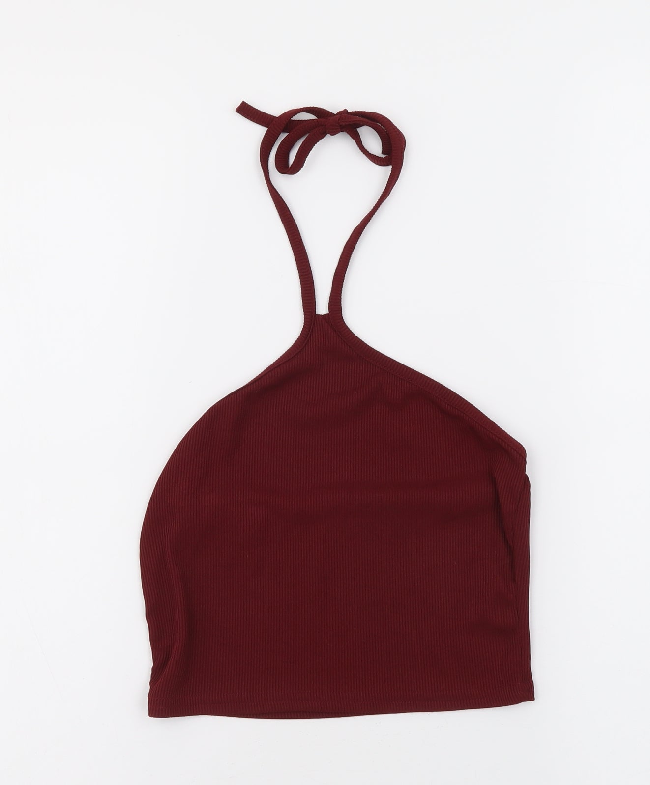 Boohoo Womens Red Polyester Cropped Tank Size 8 Halter