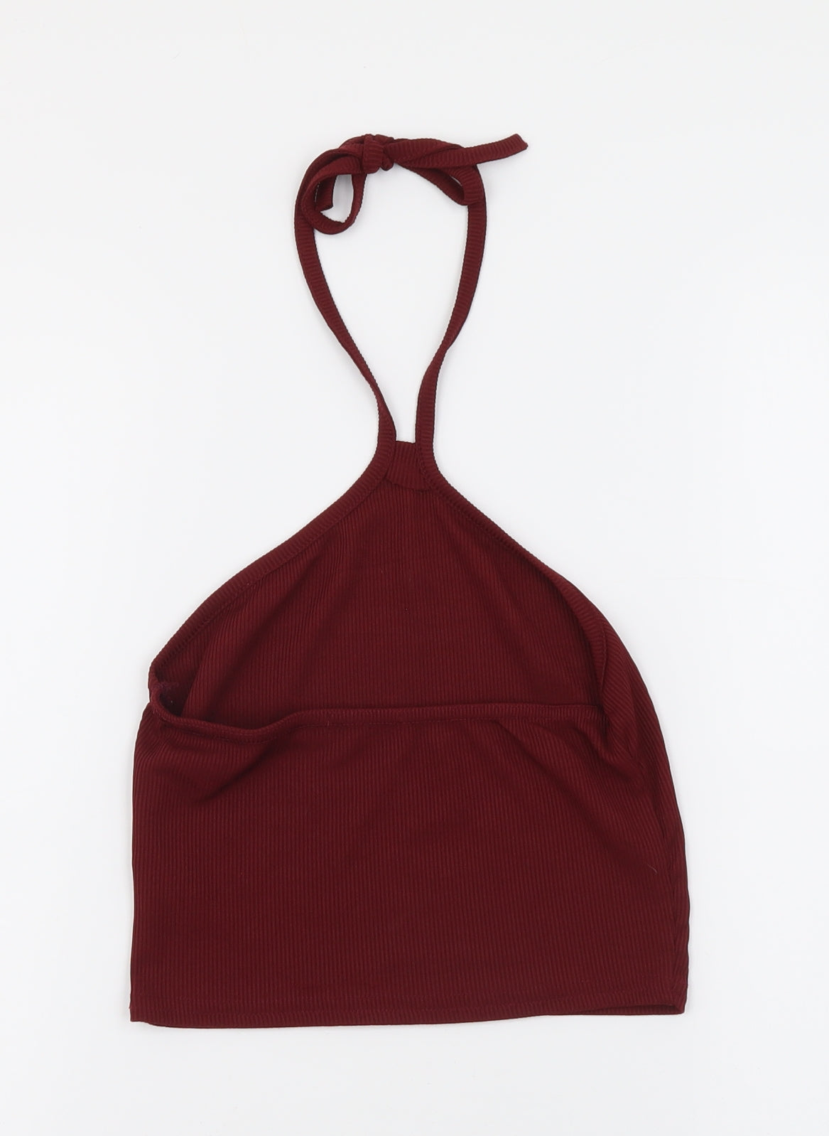 Boohoo Womens Red Polyester Cropped Tank Size 8 Halter