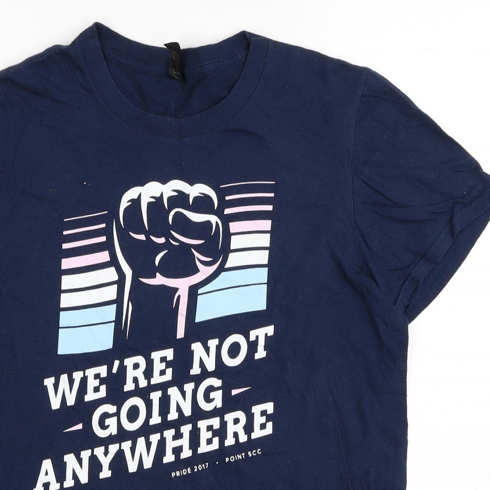 Tear Away Womens Blue Cotton Basic T-Shirt Size S Round Neck - We're not going anywhere