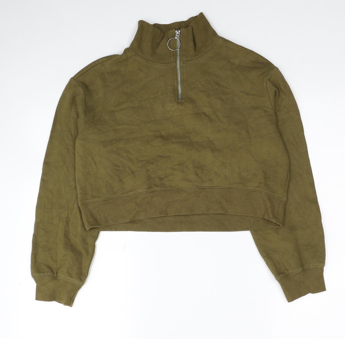 H&M Womens Green Cotton Pullover Sweatshirt Size XS Pullover