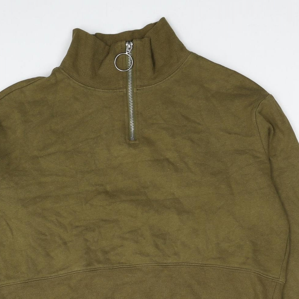 H&M Womens Green Cotton Pullover Sweatshirt Size XS Pullover