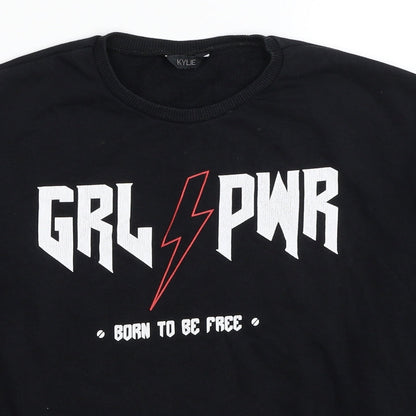 M&Co Girls Black Cotton Pullover Sweatshirt Size 14 Years Pullover - GRL PWR Born To Be Free