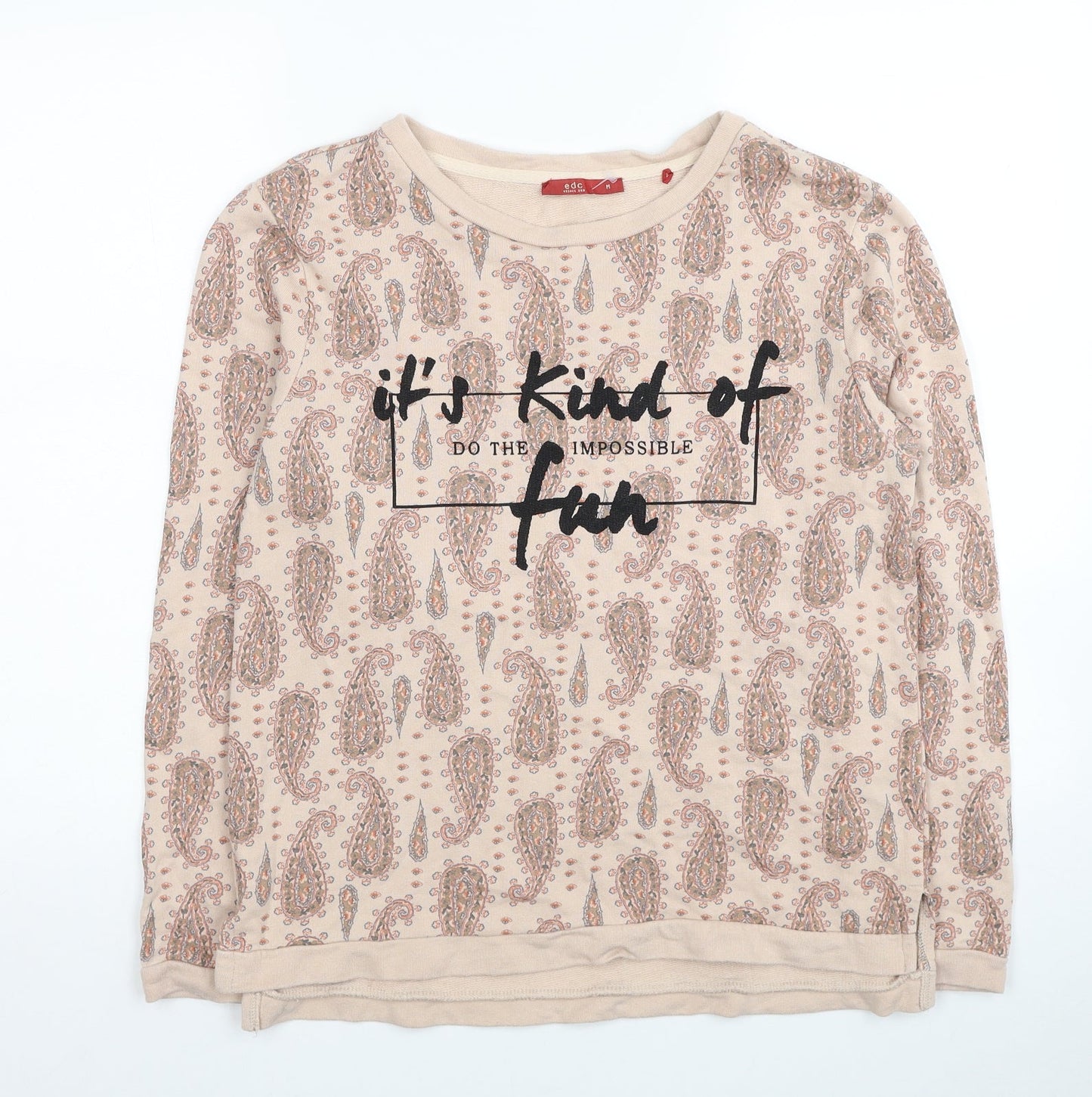 EDC Womens Beige Paisley Cotton Pullover Sweatshirt Size M Pullover - Do the Impossible, it's kind of Fun