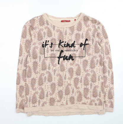 EDC Womens Beige Paisley Cotton Pullover Sweatshirt Size M Pullover - Do the Impossible, it's kind of Fun
