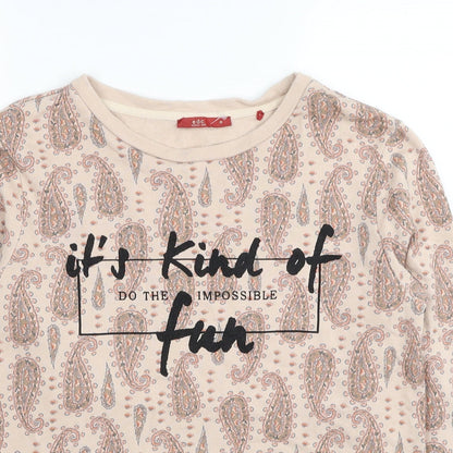 EDC Womens Beige Paisley Cotton Pullover Sweatshirt Size M Pullover - Do the Impossible, it's kind of Fun