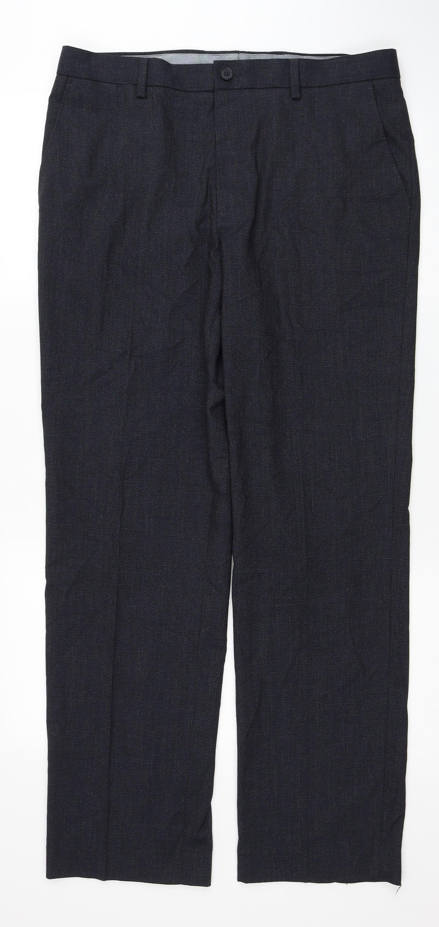 Marks and Spencer Mens Grey Polyester Trousers Size 34 in L31 in Regular Zip