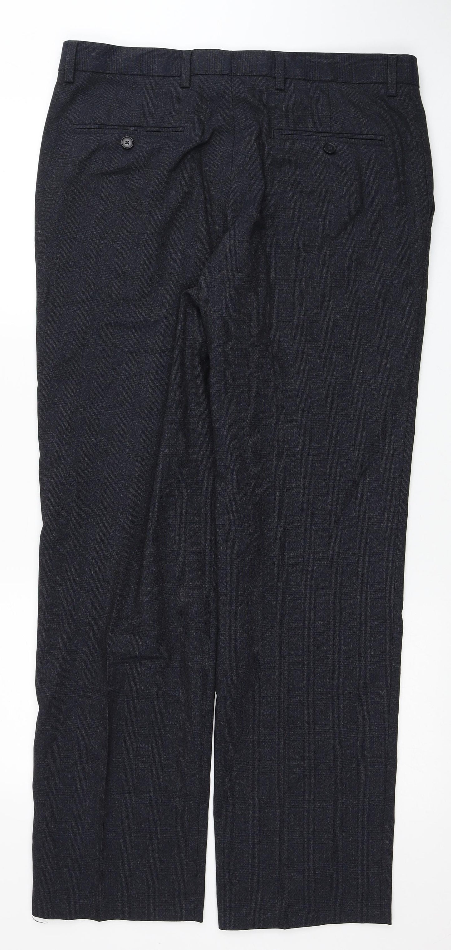 Marks and Spencer Mens Grey Polyester Trousers Size 34 in L31 in Regular Zip