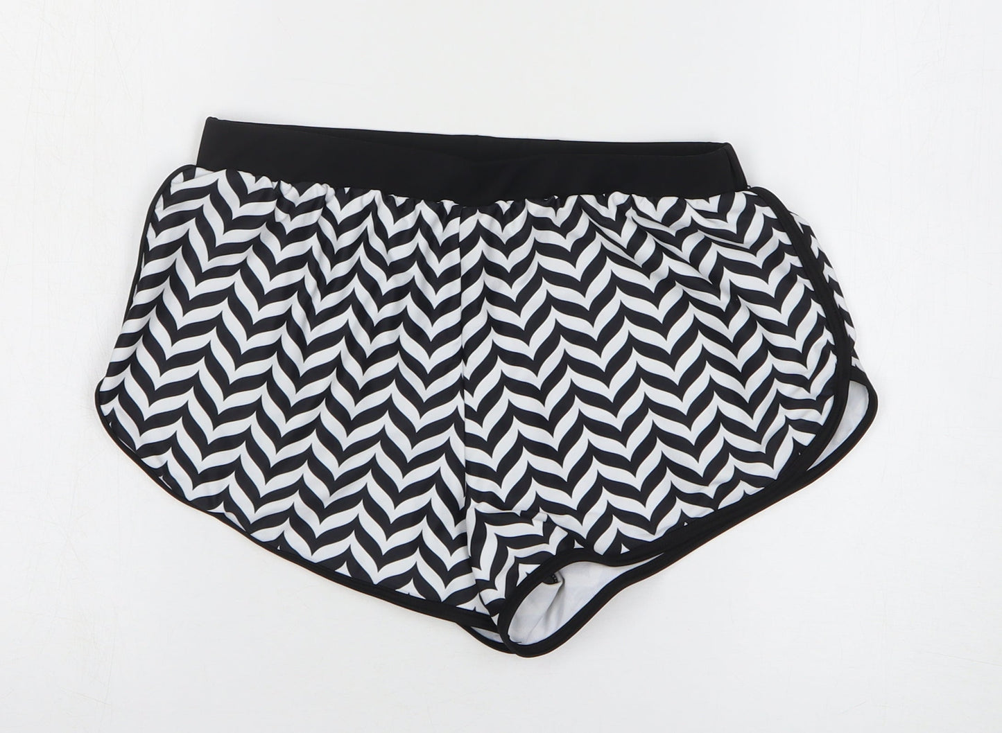 SheIn Womens Black Geometric Polyester Hot Pants Shorts Size M L3 in Regular Pull On
