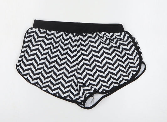 SheIn Womens Black Geometric Polyester Hot Pants Shorts Size M L3 in Regular Pull On