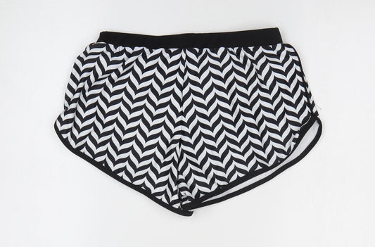 SheIn Womens Black Geometric Polyester Hot Pants Shorts Size M L3 in Regular Pull On